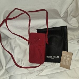 Giorgio Armani Beauty Red Mini Crossbody Earbud AirPods Holder/Lipstick Case GWP